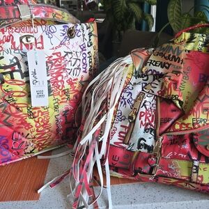 🎨🖌Graffiti Art Inspired 3pc Bag Set: Jacket Backpack, Large TOTE & Wallet NWT